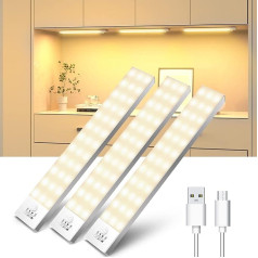 OUILA Schrankbeleuchtung LED mit Bewegungsmelder 3000K, 23CM, 3 Stück für Kleiderschrank