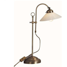 Stylish Desk Lamp Retro Brass Antique Table Lamp Country Style Height 36 cm Bedside Lamp Shade Made of Opal Glass Vintage Antique Brass