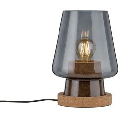 Paulmann 79736 Neordic Iben Table Lamp Max. 1 x 20 W Table Lamp for E27 Lamps Bedside Lamp Smoked Glass Cork 230 V Glass / Cork Bulb Not Included