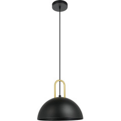 EGLO Calmanera Pendant Light, 1-Bulb Pendant Light, Metal Pendant Light in Black, Brushed Brass, Dining Table Lamp, Living Room Lamp, Hanging with E27 Socket