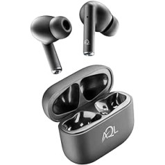 AQL Road | Bluetooth-Kopfhörer | Kabelloser Bluetooth 5.0-In-Ear-Kopfhörer mit 4-fachem Ladekoffer – 3-Stunden-Akku, 1,5-Stunden-Ladezeit – Soft Touch – Schwarz