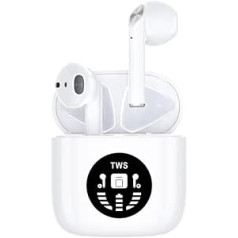 JAP Sounds AP80 Bluetooth Headphones - Wireless Earbuds White - Wireless Headphones - 24H Playtime - LED Display - Earphones for Apple/iPhone/Android/Samsung