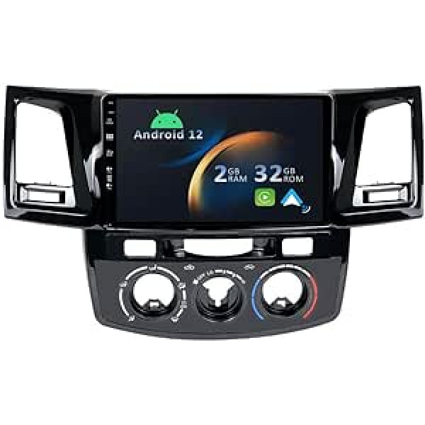 YUNTX Android 12 Autoradio für Toyota Fortuner Hilux Revo Vigo 2004-2014-[Integriertes CarPlay/Android Auto/GPS]-9”IPS 2.5D Touch-Screen-Kostenlose Kamera-DAB/Lenkradsteuerung/MirrorLink/Bluetooth 5.0