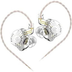 KZ EDS In-Ear Headphones, Yinyoo 10mm Dual Dynamic Driver KZ Headphones In-Ear Monitor, HiFi In-Ear Earbuds, Lightweight Over-Ear Headset with 2 Pin Removable Cable (EDS White, No Microphone)