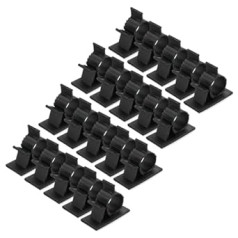 QUARKZMAN Pack of 75 Cable Clips, 13-16 mm Diameter Self-Adhesive Nylon Cable Holder, Adjustable Cable Management Organiser Clamp for PC, Desk, Office, Black