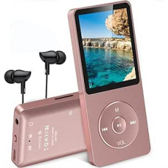 AGPTEK MP3 Player, 8GB/16GB MP3 Player 70 Stunden Wiedergabezeit MP3 Player (8GB, Rosagold)