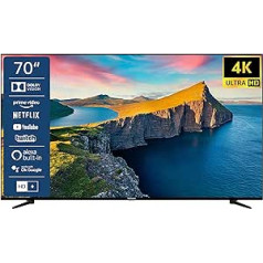 Telefunken QU70L800 70 Inch QLED TV / Smart TV (4K UHD, HDR Dolby Vision, Triple Tuner, WiFi, Netflix, Alexa Built-In, UVM) - Includes 6 Months HD+, Black