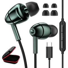 USB C Headphones for Samsung S23 S24 A53 A33 Galaxy A54 A34 5G, Stereo Headphones Type C with Microphone, In-Ear Earplugs USB C Connection USB C Headset with Cable for iPhone 15 Pixel 8 Pro 7a Oneplus