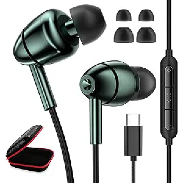 USB C Headphones for Samsung S23 S24 A53 A33 Galaxy A54 A34 5G, Stereo Headphones Type C with Microphone, In-Ear Earplugs USB C Connection USB C Headset with Cable for iPhone 15 Pixel 8 Pro 7a Oneplus