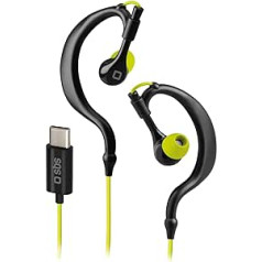 SBS Sport EARSET Wired Earbuds, USB-C Earphones with Microphone for Samsung, Oppo, Xiaomi and Others, IPX5 Waterproof Sports Earphones with 6 Earplugs Included