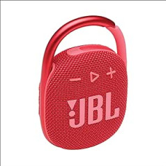 JBL Clip 4 Bluetooth Speaker in Red, Waterproof, Portable Music Speaker with Practical Carabiner, Up to 10 Hours of Wireless Music Streaming