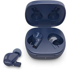 Belkin AUD004 Wireless SoundForm Rise True Wireless Bluetooth 5.2 In-Ear Headphones with Charging Case, Blue