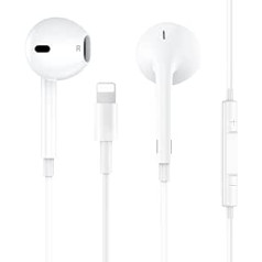 For iPhone Headphones【Apple MFi Certified】In-Ear Headphones with Wired Stereo Sound, Lightning Headphones with Volume Control and Microphone, Noise Isolating Cancellation, Compatible with