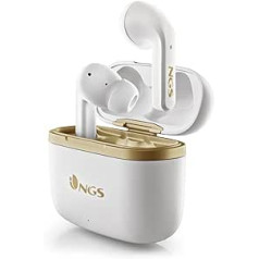NGS ARTICA Trophy White Noise Cancelling Headset, TWS Compatible, with Microphone, Up to 20 Hours Battery Life, Touch Buttons, White