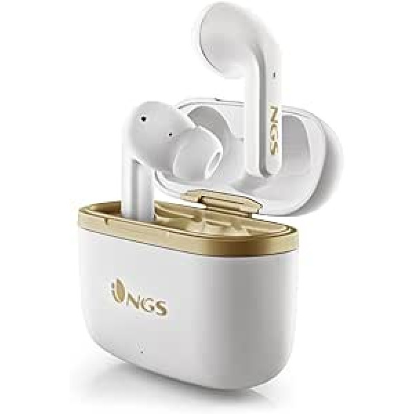 NGS ARTICA Trophy White Noise Cancelling Headset, TWS Compatible, with Microphone, Up to 20 Hours Battery Life, Touch Buttons, White
