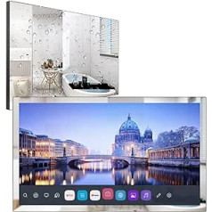 Soulaca 32 Inch 4K UHD Smart TV for Bathroom, Digital/Analog Tuner, Mirror Panel, Magic Remote, Waterproof, Netflix, Integrated Speaker, 2023 Model