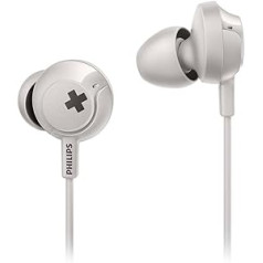 Philips Audio SHE4305WT/00 In-Ear Kopfhörer (Voluminöse Bässe, Integriertes Mikrofon, Geräuschisolation, Ergonomisches Design, 3 Ohrkappentypen) weiß