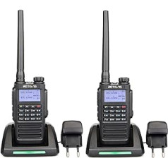Retevis RT87 Walkie Talkie Waterproof IP67, 128 Channel Dual Band Channels, FM Radio, DTMF Alarm with Roger Beep LCD Display, Professional Walkie Talkie (Black, Pack of 2)