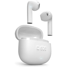 SBS TWS ONE Colour Earphones with Charging Case, Touch Controls and Integrated Microphone, Voice Assistant, Up to 3 Hours of Listening Time, Includes USB-C Charging Cable, White