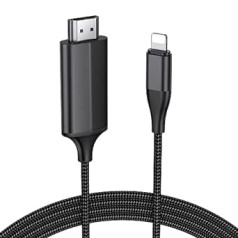 lulaven HDMI Cable for iPhone, 2.0 m HDMI Converter Cable, HDMI Connection Cable, iPhone/Pad/Pod to TV/Monitor/Projector, Compatible with iPhone 14, 13, 12, 11, YouTube TV Output, HD1080P, Plug and