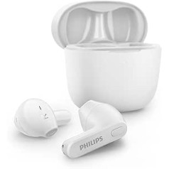 Philips TAT2236WT/00 Bluetooth Headphones, Sweat-Resistant, 18 Hours Playtime, Built-in Microphone, Slim Charging Box, White