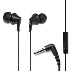 Panasonic ErgoFit Wired Earbuds, In-Ear Headphones with Microphone and Call Controller, Ergonomic Fit Earbuds (S/M/L), 3.5mm Jack for Mobile Phones and Laptops - RP-TCM125-KA