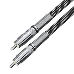 FIBBR Premium RCA Cable 10 m, RCA Male to RCA Male, Audio Stereo Subwoofer Cable/Auxiliary Audio Cable/RCA Plug for Home Cinema, Stereo System, Hi-Fi System, Car Audio Speaker