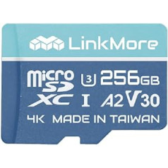 LinkMore 256GB Micro SDXC Card, A2, UHS-I, U3, V30, Class 10 Compatible, Read Speed up to 160MB/s, Write Speed up to 120MB/s, SD Adapter Included