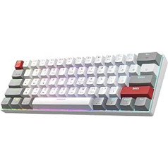 Newmen GM610Pro 60 Percent Keyboard Mechanical Wireless TKL Gaming Bluetooth/Type-C Rechargeable NKRO with Extra Keycap Set, RGB Backlight QWERTY, for Windows/Mac, Gateron Red