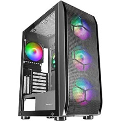 Mars Gaming MCPro PC XL E-ATX PC Gaming Case, Black, Tempered Glass, 4 x RGB Fans, 14 cm