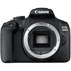 Canon EOS 2000D APS-C DSLR Camera Body | 24.1 Megapixels, Fixed 3 Inch LCD Monitor, 3 FPS Continuous Shooting, Full HD Video, Dual Pixel CMOS AF, Wi-Fi and Bluetooth - Black