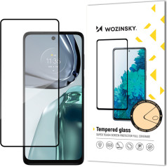 Izturīgs 9H pilnekrāna rūdīts stikls priekš Motorola Moto G62 ar futrālim draudzīgu melnu rāmi