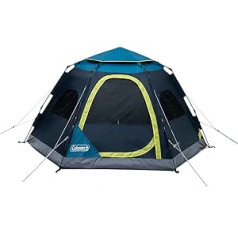 Coleman Camp Burst 4-Person Camping Tent, Umbrella-Style Pop-Up Tent with 45s Easy Setup, Dark Room Option Available, Tub Floor and Taped Seams Keep You Dry, 360° Views