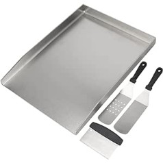 GriHero 30 x 40 cm Stainless Steel Grill Plate, Universal Grill Tray, Fire Barrel, Pizza Steel, BBQ Plancha Gas Grill Accessories, Suitable for Weber, Charcoal and Most Grills (30 x 40 cm)
