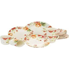CreaTable, Modern Floral 21133 Crockery Set, 16 Pieces, Stoneware