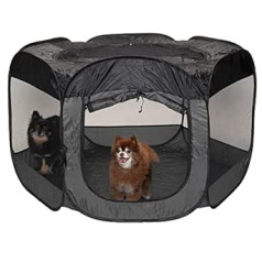 Furhaven Haustierhaus für Hunde und Katzen – Indoor-Outdoor Pop-Up-Laufgitter und Trainingsstift, Hundezelt, Welpenspielplatz, grau, extra groß