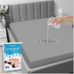 Waterproof Mattress Protector, Mattress Protector 140 x 200 cm with All-Round Cover, Breathable, Noiseless Incontinence Fitted Sheet, Oeko-Tex Certificate, Moisture Protection, Bed Sheet for All