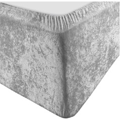 Soft Crushed Velvet Divan Bed Frame Deep Fitted Sheet Silver Grey Valance Frame Cover Fully Elastic Bed Skirt for Single Double Super King Size (Grey, Super King)