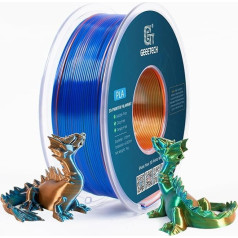 GEEETECH Tricolor Silk PLA Filament 1.75 mm, 3D Printer Filament 1 kg/Spool, Silk Orange Blue Green