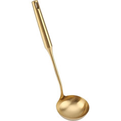 Stainless Steel Ladle Spoon, Bouillion Spoon, Large Soup Ladle, Kitchen Spatula, Turner Cooking Tool for Kitchen, Gold