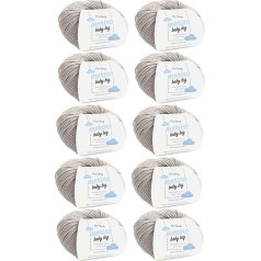 Knitting Baby Wool Merino Baby Big Light Grey (Fb 8005) - 10 Balls Baby Wool Grey + Free Label - Crochet Baby Wool Merino Wool Grey - 25 g / 85 m - Needle Size 4 mm - MyOma Baby Wool Crochet