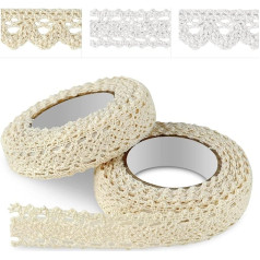 ASTARON Lace Ribbon Self Adhesive Beige Lace Ribbon Vintage Decorative Ribbon Lace Ribbon for Crafts Wedding Decoration Scrapbooking Gift Box