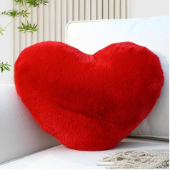 Yhoelata Valentine's Day Heart Cushion, Red Heart-Shaped Cushion, Cuddly Cushion, Love Decorative Cushion, Aesthetic, Plush Cushion for Living Room, Sofa, Child, Bedroom, Bed, Gift, 38 x 48 cm