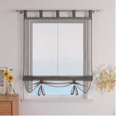 ESLIR Roman Blind with Tabs, Transparent Tab-Top Kitchen Curtains, Modern Voile, 1 Piece