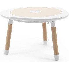 Stokke MuTable, White - Multifunctional Children's Play Table - Height-Adjustable Legs - Includes Four Double-Sided Game Disks, a Puzzle and a Natural Wood Table Disc