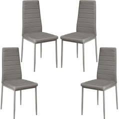 Ddmine Dining Room Chairs, Set of 4, Dining Room Chairs Modern, Faux Leather Cover, High Backrest, Comfortable Dining Room Chair, Faux Leather Chair, SGS Tested (4, Grey)