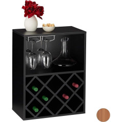 Relaxdays 10028074_46 Wine Rack for 8 Bottles with Wine Glass Holder Large Wine Stand H x W x D 63 x 50 x 28 cm Black PB (Particle Board)
