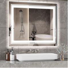 Iycorish Premium LED-Badezimmerspiegel mit Touch-Schalter, verstellbar, 3 Farbmodi und Anti-Beschlag-Pad, ideal für modernes Badezimmer, horizontal/vertikal (60 x 80 cm)