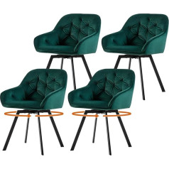 Ofcasa 4 Pack Velvet Swivel Dining Chairs Upholstered Kitchen Lounge Armchair with Backrest and Swivel Legs Leisure Bathtub Desk Chairs for Home Kitchen Office Green