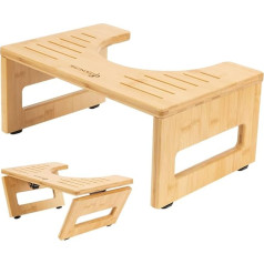Strongtek Bamboo Toilet Stool Foldable Crouching Poop Stool Heavy Duty Hinge Accessories Good for Intestinal Health, Constipation and Hemorrhoids (Natural)